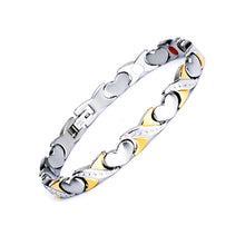 Load image into Gallery viewer, Magnetic Therapy Link Jewelry Germanium Magnet  Heart Cross Gold 4 Color Stainless Steel Pure Titanium Bracelet for Women