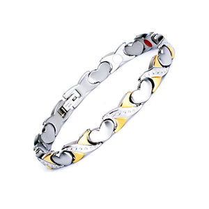 Magnetic Therapy Link Jewelry Germanium Magnet  Heart Cross Gold 4 Color Stainless Steel Pure Titanium Bracelet for Women