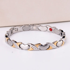 Magnetic Therapy Link Jewelry Germanium Magnet  Heart Cross Gold 4 Color Stainless Steel Pure Titanium Bracelet for Women
