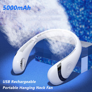 Portable Neck Fan. Rechargeable, Bladeless and  Quiet Neckband Fans
